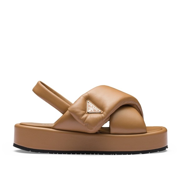 PRADA Padded Slingback Soft Leather Sandals - Picture 2 of 13